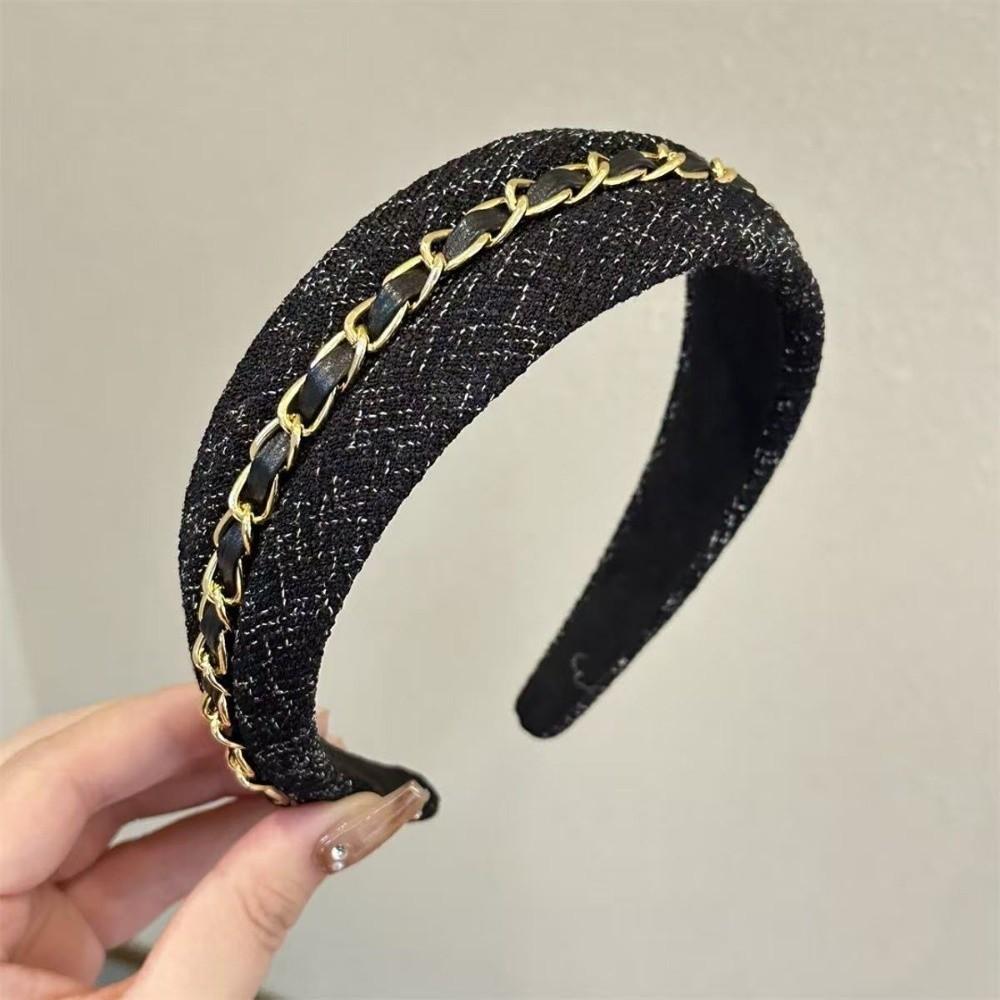 Wide-Brimmed Headbands for Women Non Slip Hair Band Cute Chain Hairbands for Skin Treatment