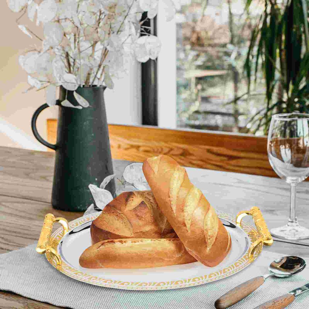 Coffee Serving Tray Stainless Steel Snacks Teacup Storage Fruits Afternoon Food Table Small Cake