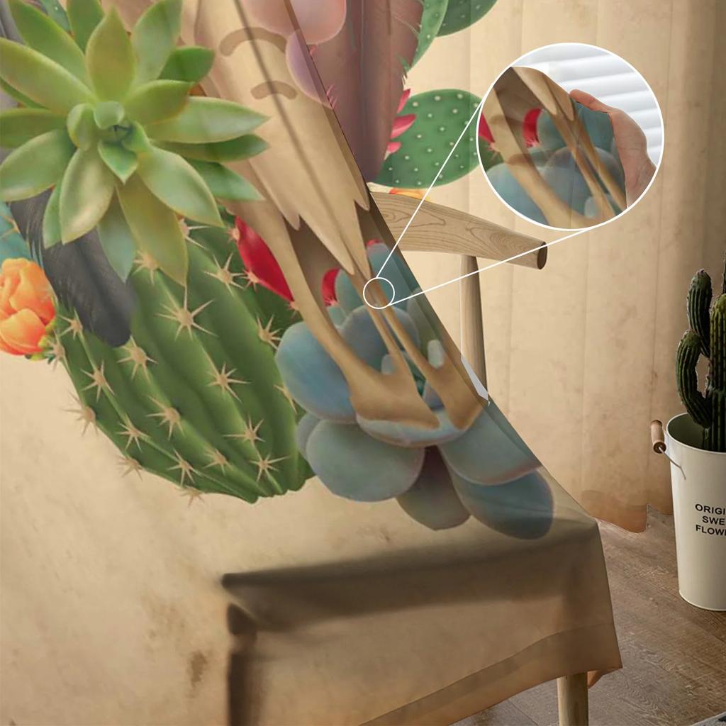 Summer Cactus Cow Skull Retro Chiffon Curtains Living Room Bedroom Home Decoration Window Voiles Tulle Curtain Sheer Made Of Polyester Area Decor