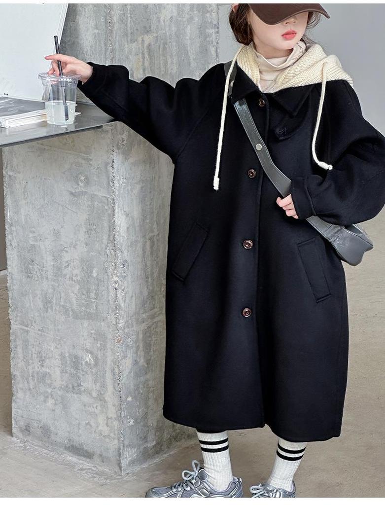 Mädchen 2025 Modischer Wollmantel - Verdickter Langer Stil für Herbst & Winter
