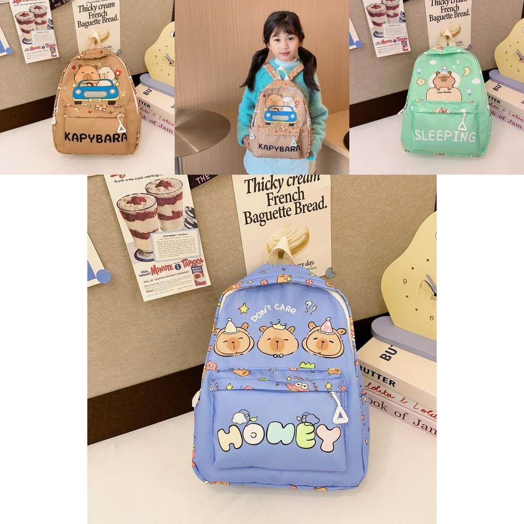 Print Animal Charming Capybara Backpack Breathable Nylon Kids School Bag For Preschool And Children Young