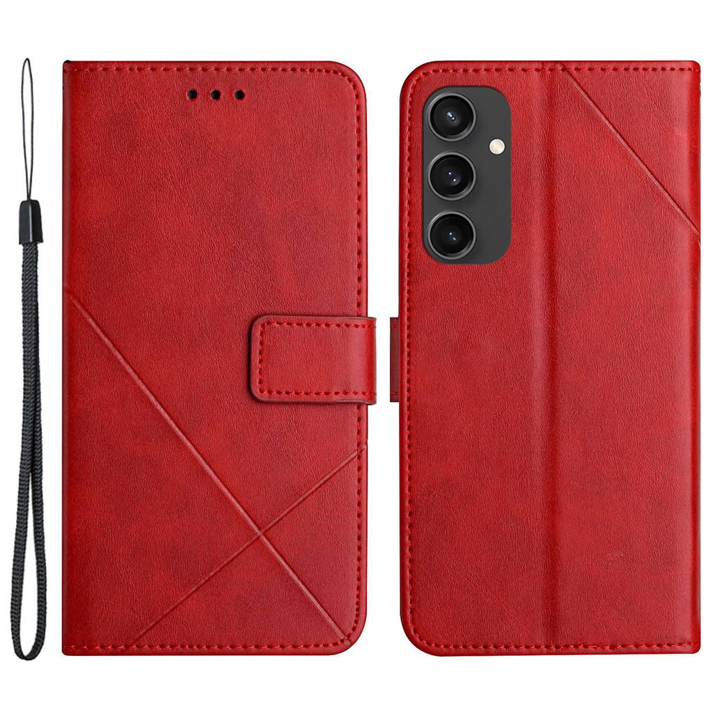For Samsung Galaxy S24 FE Leather Case Line Pattern Wallet Phone Cover