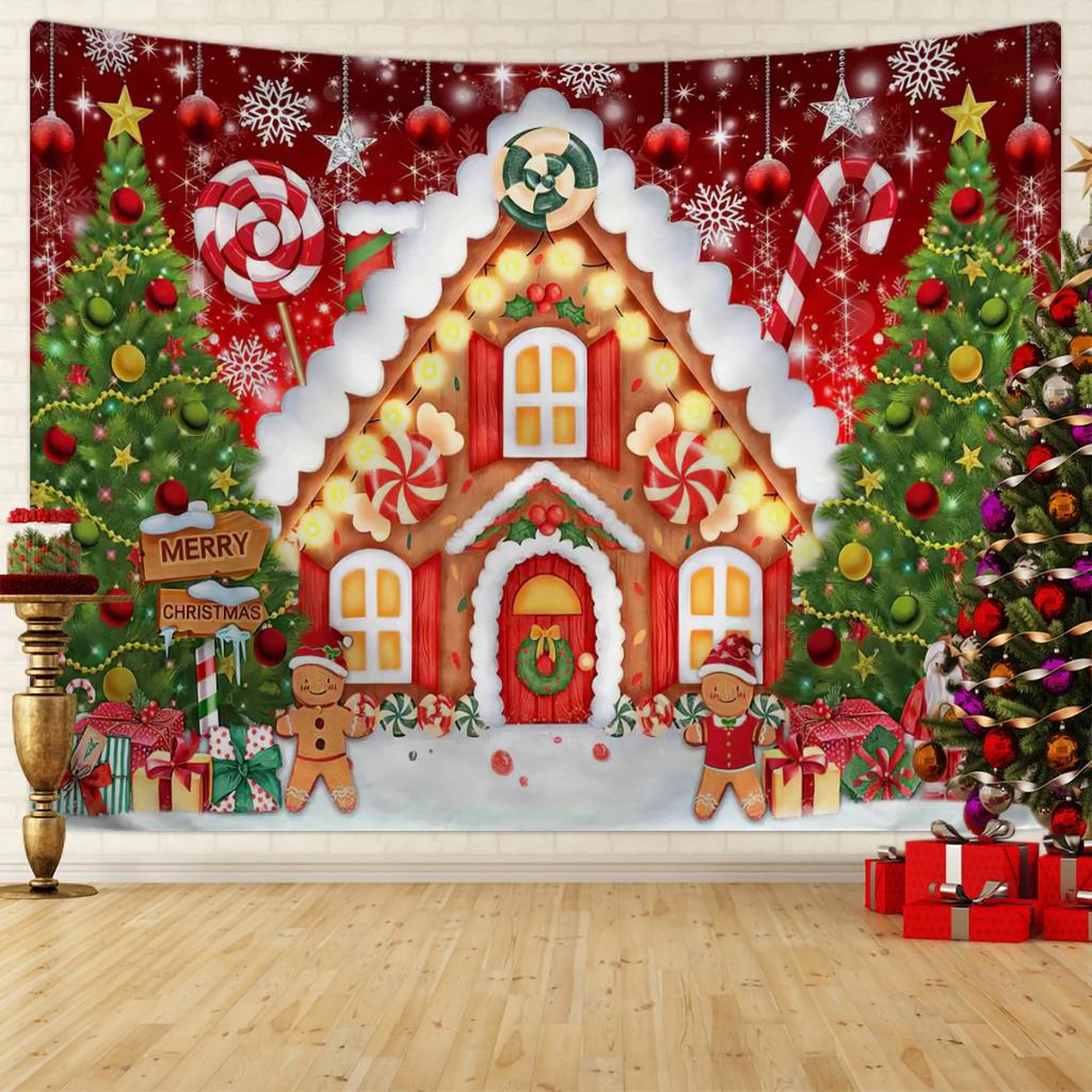 1pc Christmas Background Cloth, Christmas Ball Photography, Background Tapestry, Happy New Year, Family Party Decoration