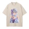 Re ZERO Starting Life In Another World Emilia Printed Tee Men Women Washed Cotton T-shirts Retro T Shirt Harajuku Unisex Tshirt