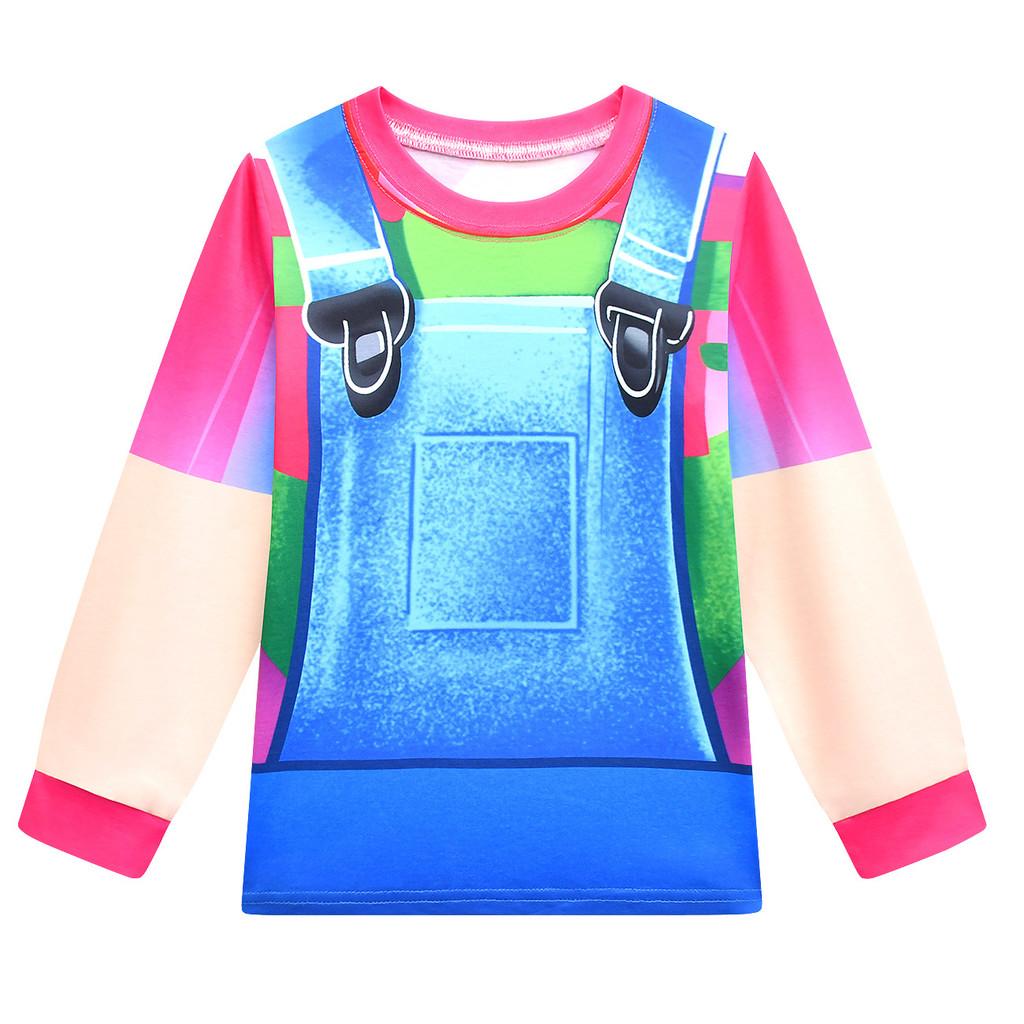 19758 Kids Boys Girls Rainbow Roblox Printed Casual Long Sleeves T-Shirt Pants Trousers Clothes Sets