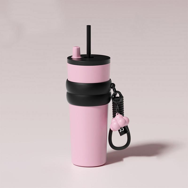 

710 мл термокружка с трубочкой из нержавеющей стали термос изолированная бутылка для воды кофейная чашка дорожная автомобильная кружка стакан портативный 710ML