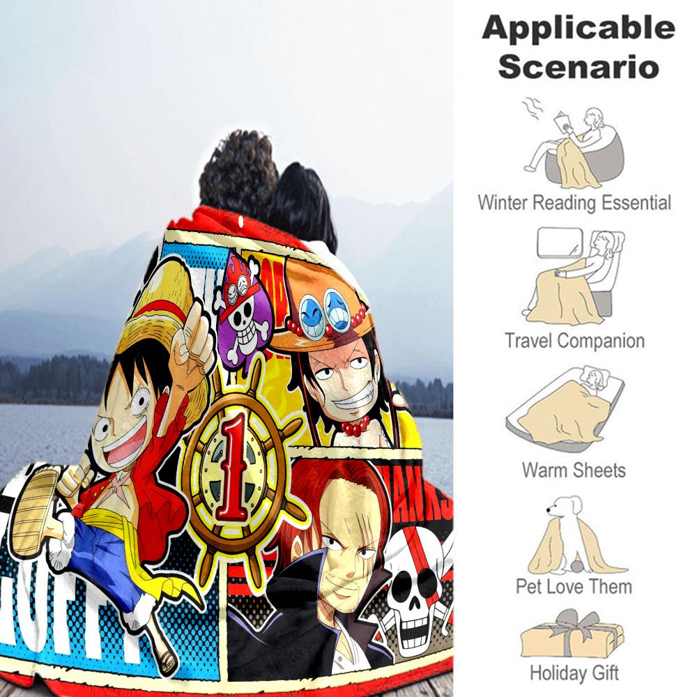 1PC One Piece Monkey D Luffy Patterned Flannel Blanket Suitable For All Seasons For Home Decor Warmth And Comfort Gifts Holiday Present