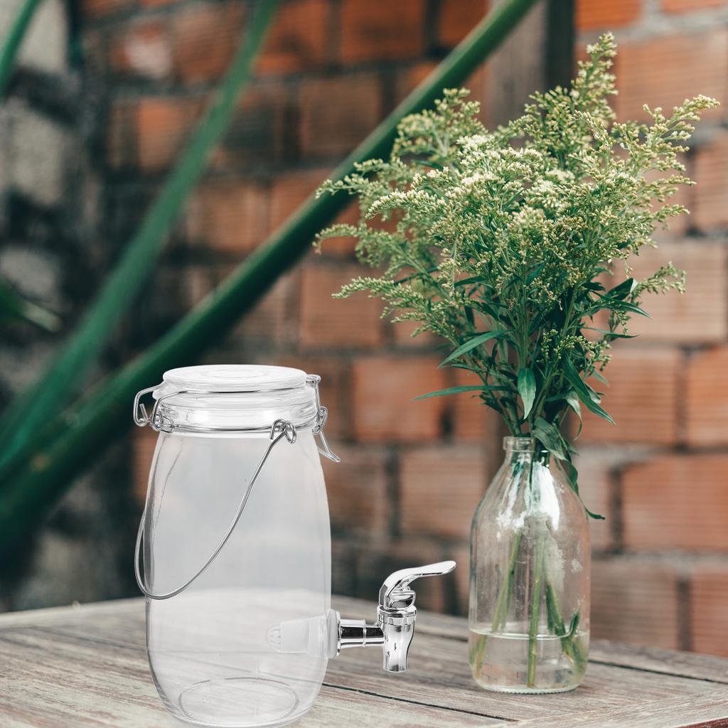 Konvice na šťávu Láhev na vodu Nádoba na prací prášek Skleněný uzavřený sud na nápoje Mason Zásobník na sklenice