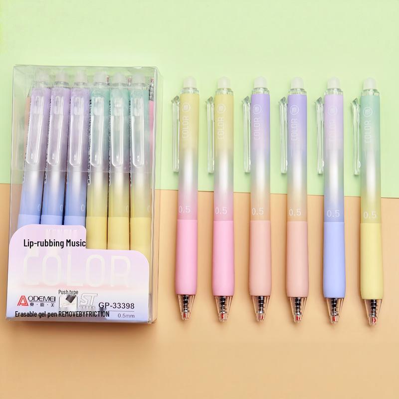 Thick Barrel Erasable Click Pen 0.5mm Bullet Tip, Blue/Black