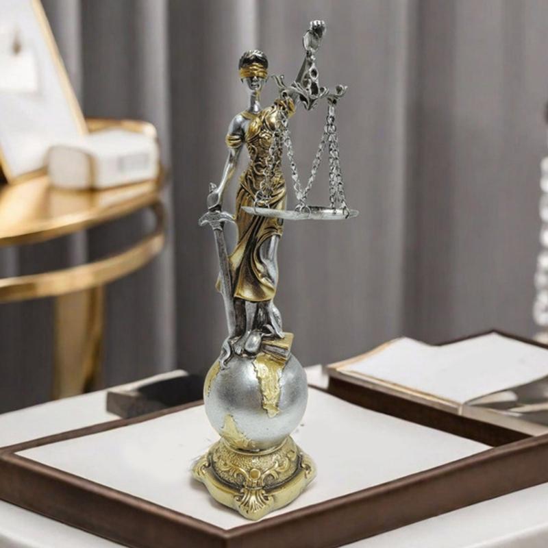 Justice Goddess Sculpture Resins Blind Law Lady Figurine with Scale Ornament for Bookshelves and Law Office Decors Gift