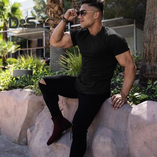 Men Sport Top Round Neck Thin Sweat Absorption Quick-drying Short Sleeve Solid Color Basketball Training Fitness Workout T-shirt