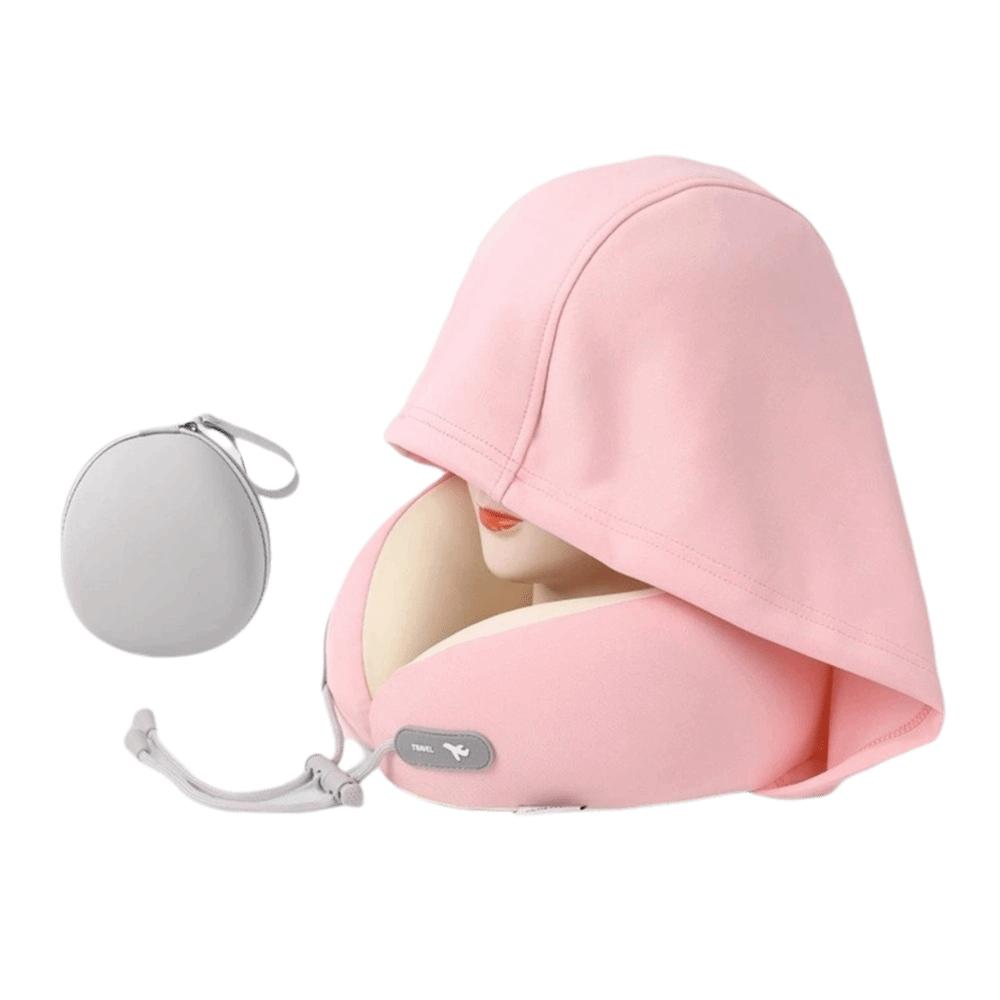 Ice Silk Hooded Neck Pillow Soft U-Shaped Pillow 360° Full Support Travel  Pillow  Airplane