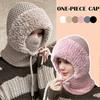 Women's Outdoors Windproof Scarf Hat, Warm Knitted Face Mask Hat Cap Scarf