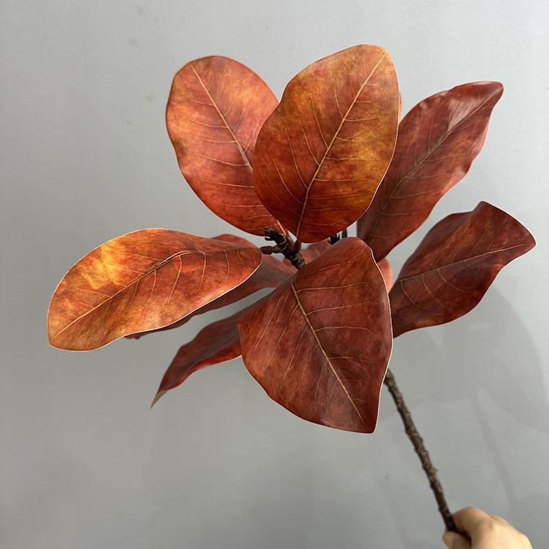 

Simulated Plant Branches Magnolia Oak Leaves Green Plants Landscaping Flower Arrangement Decoration Bonsai Accessories Props 1pc красный