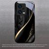 Silk Golden Line Black Glass Phone Case For Redmi Note 10 11 Pro+ 12 13 14 (Global) 14 Pro 5G (India) K60 Ultra 13C 14C Cover