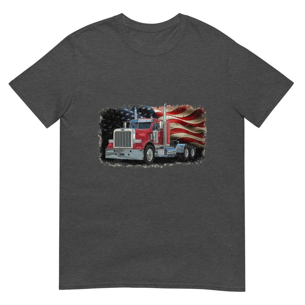Driver Trucker Us Flag Semi Truck Patriotic 4th Of July Unisex TShirt