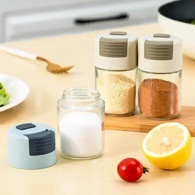 1 Pcs Kitchen Portable Tools Pressed Salt Control Shaker Dosing Salt Shaker Sealed Moisture Resistant Glass For Salt Storage