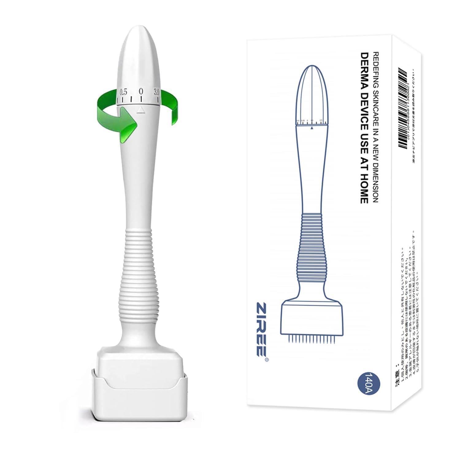 

ZIREE Микроигольчатый штамп 140 игл Регулируемая длина иглы до 3 мм Красивая кожа Кожа головы Истончение волос Уход за порами Уход за лицом Уход за кожей Уход за кожей головы белый