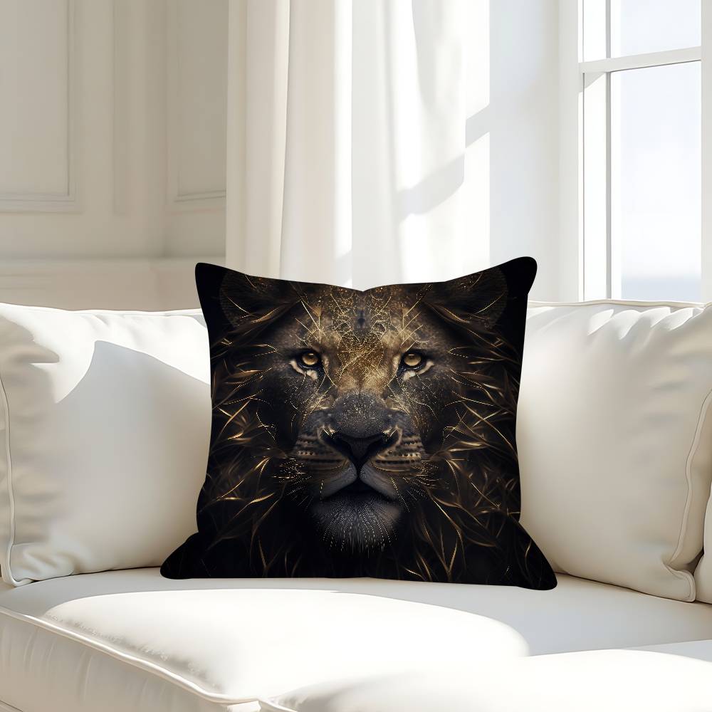 Black Gold Eagle Lion Pillowcase Toon Gift Cushion Cover Bedroom Home Sofa Chair Seat Decor Pillow Case