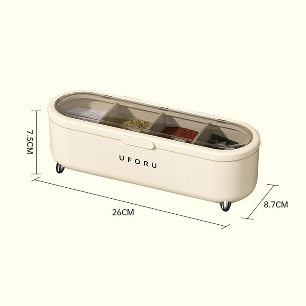 4 Grid Seasoning Box Large Capacity Sealed Spice Jar Multi-Purpose Spice Storage Case Kitchen Accessories For Salt Sugars