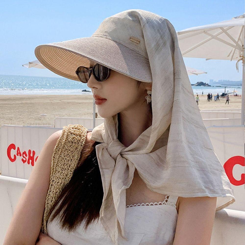 Trendy Strap Headscarf Hat Neck Protection Uv Protection Sun Hat Baseball Cap