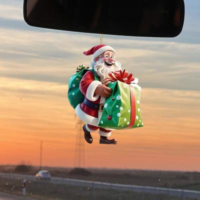 Santa Claus Acrylic Hanging Ornament 3D Effects Easy To Hang On Trees Garlands
