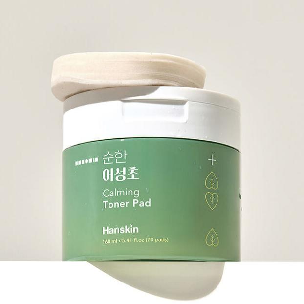 hanskin face neck for all skin types hanskin mild Houttuynia cordata calming toner pad, 70sheets, 2 pieces