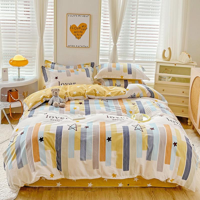 Four-piece Quilt Cover Household Bedding Student Single Three-piece Set Nordic Simple Style Quilt Cover Quilt Sheet