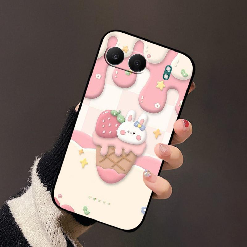 For OnePlus Nord 4 5G Phone Case Cute Cartoon Flowers Black Silicone Soft Back Cover For OnePlus Nord 4 5G ShockProof