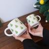 Christmas Embossed Line Mug Exquisite and Beautiful Christmas Gingerbread Man Striped Ceramic Mug Coffee Cup Suitable for Christmas Holiday Decoration
