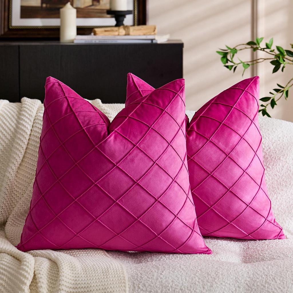 Throw Nordic Checkered Velvet Embroidered Pillow Cover For Sofa Décor