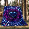 1pc Heart Rose Outdoor Flannel Blanket , Machine Washable Perfect Gift for Birthday , Holiday Travel Accessory , Durable Material