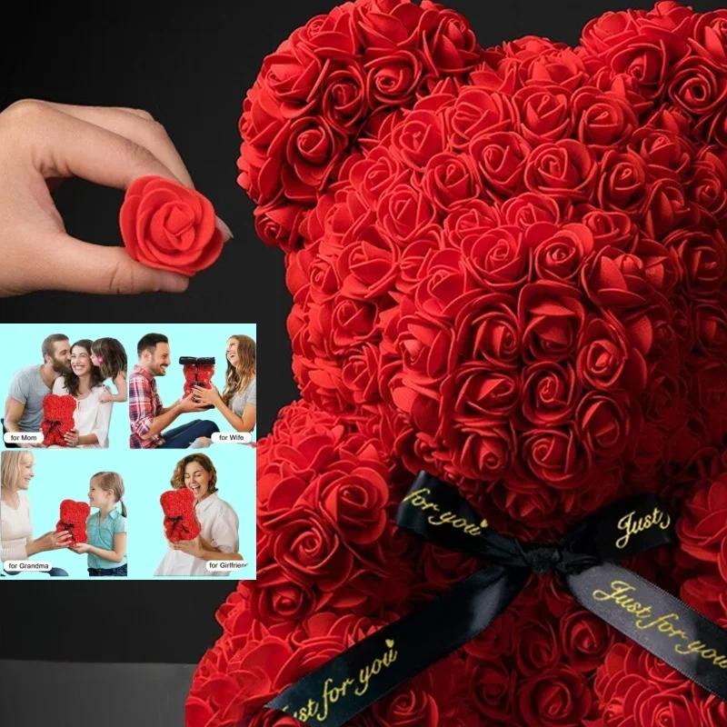 Fiore Artificiale Rosa Eterna Orsetto per Mamma Festa della Mamma Compleanno San Valentino Anniversario Regali e Decorazioni
