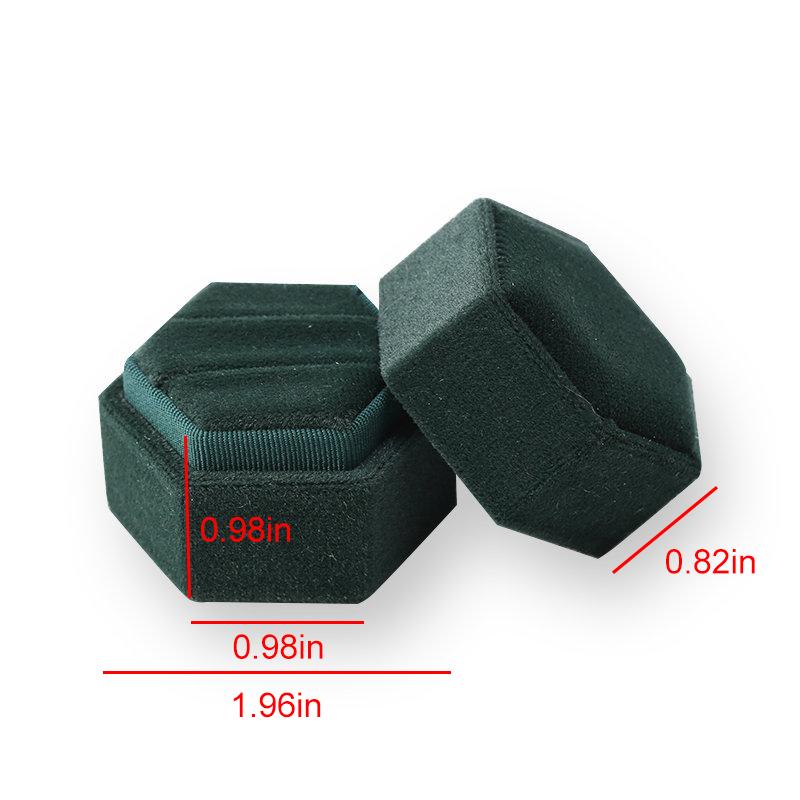 Hexagon Square Shape Velvet Jewelry Box Double Ring Storage Box Wedding Ring Display For Woman Gift Earrings Packaging