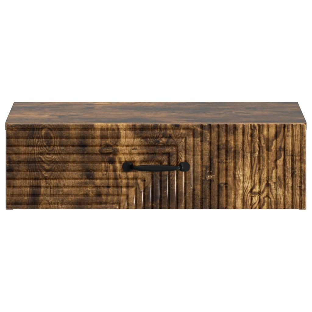 Wall Mounted Side Table Smoked Oak Wood Based Material