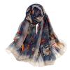 Fashion Women Flower Print Long Soft Wrap Scarf Simulation Silk Shawl Scarves