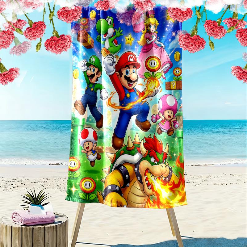 Super Bros Print Beach Towel, Large Soft Quick Dry Towel for Beach Camping Swimming
