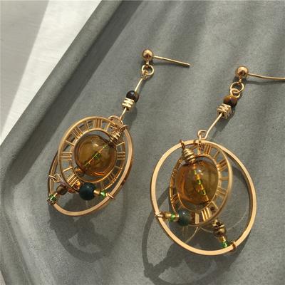 Industrial Style Abstract Geometric Handmade Niche Heavy Industry Retro Earrings Glass Bubble Shape Earrings Women