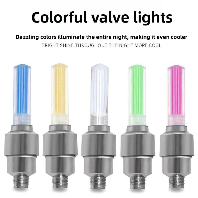 Bicycle Valve Cap Lights With Led Illumination For Cycling Accessories And Safety