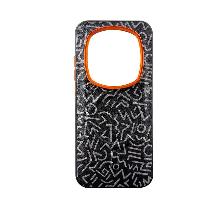 Plain Leather Painted Graffiti Phone Case for Honor Magic 8 RSR Huawei Magic8 Pro Air Magnetic Suction Shockproof Edge Cover
