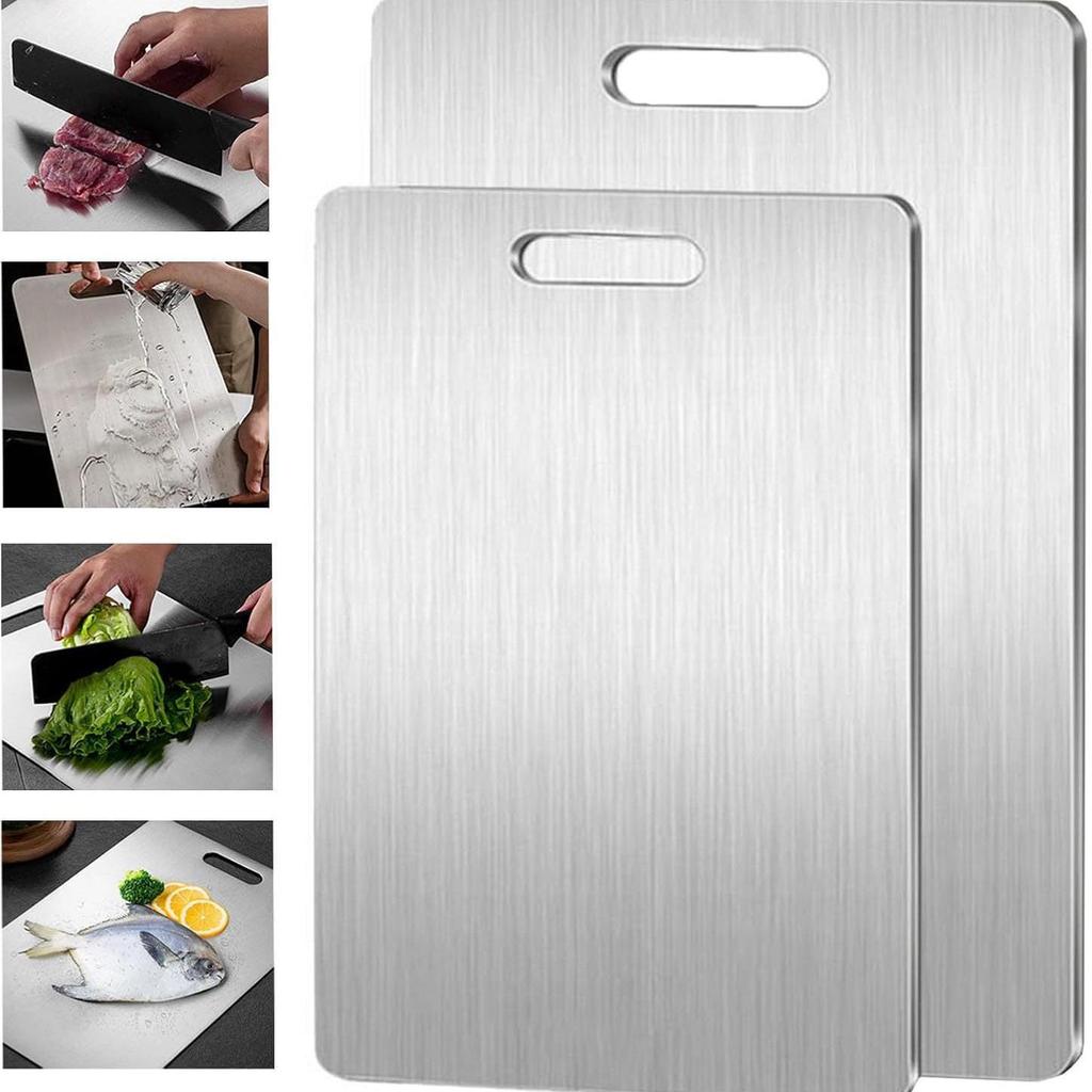 Non-Slip Stainless Steel Cutting Board - Large, Anti-Mold & Antibacterial, Thickened for Durability