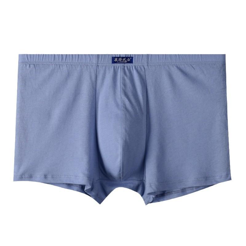 Pure Cotton Men's Underwear Plus Size Mid Waist Breathable and Loose Solid Color Flat Corner Shorts