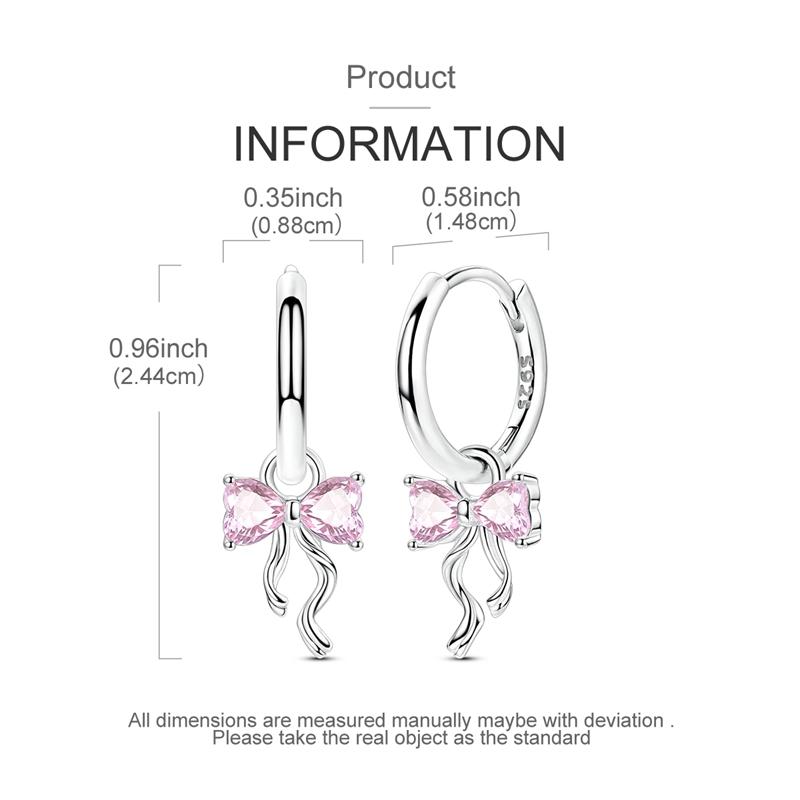 925 Silver Sparkling Bow Drop Earrings for Women Anniversary Wedding Gift