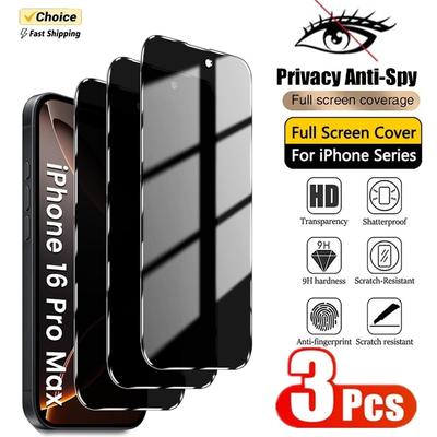 3 STÜCK Sichtschutz-Hartglas für iPhone 16 15 14 13 12 11 Pro Max Anti-Spionage-Displayschutzfolien für iPhone XS Pro Max XR 7 8 Plus SE