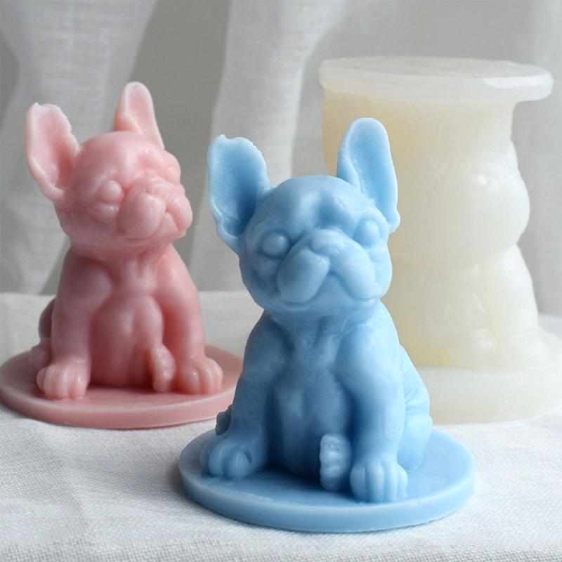 Dog Candle Silicone Sugar Cake Mold French Fighting Dog Cake Mold Chocolate Ice Block French Dessert Cake Decoration