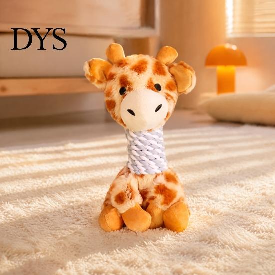 Interactive Tug of War Rope Stuffed Animal Dog Toy, Indestructible Giraffe Raccoon Squeaky Plush Toy Durable Companions with Rope, Soft Washable Chew