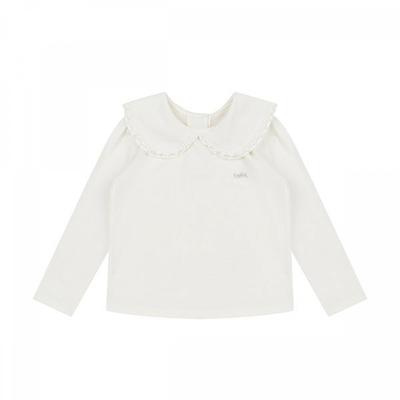 Ivory Ribbed Collar T shirT