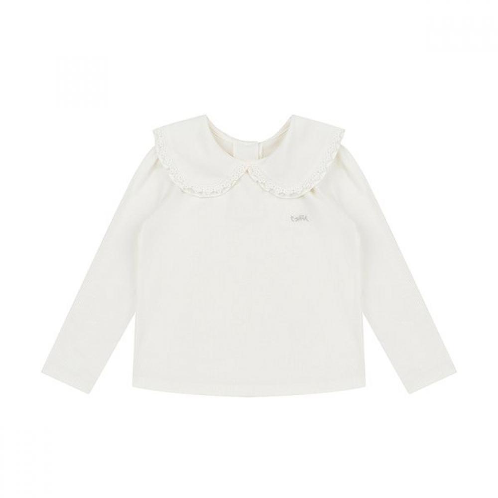 Tiffany Ivory Ribbed Collar T shirT Ivory/110