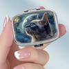 Portable Pill Box with 2 Compartments, Mini Metal Medicine Organizer Case, Cute Printed Pill Container for Vitamins, Pills, Jewelry, Travel, Daily Use