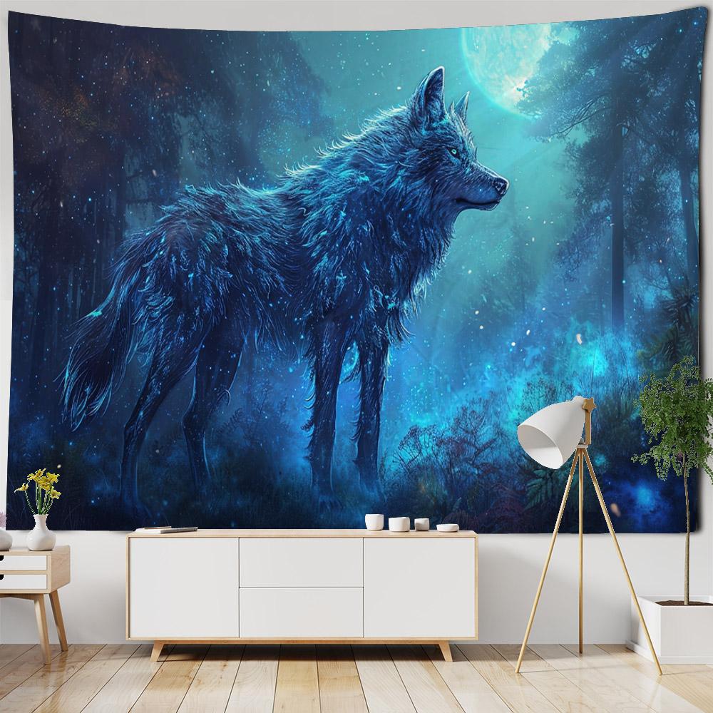 Psychedelic Jungle Wolf Tapestry Wall Hanging Dreamy Animal Art Home Decor Living Room Bedroom Background Cloth